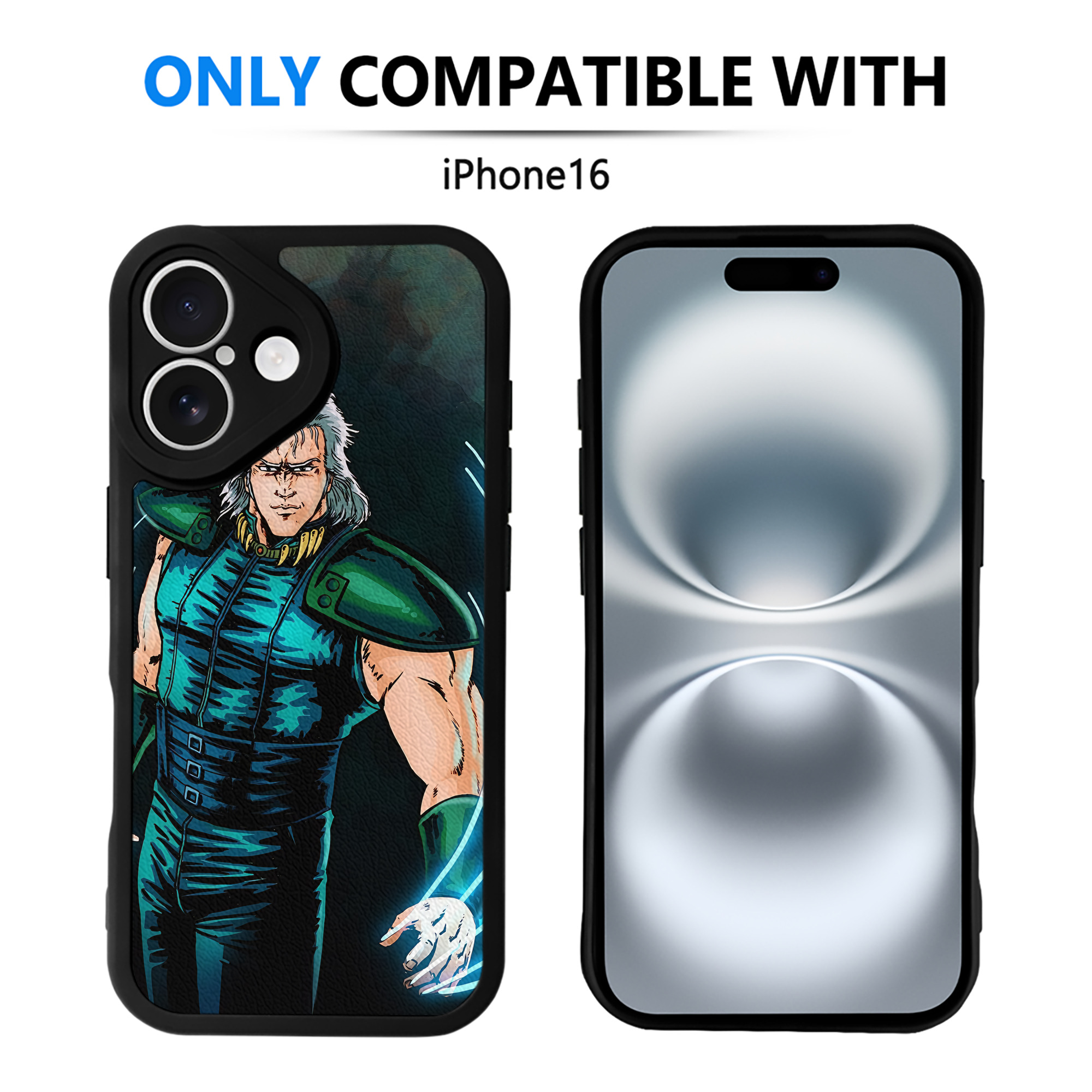（画像用） 北斗の拳 Fist of the North Star 【iPhone 16シリーズ対応】シリコンスマホケース（レザー調） 材質：シリコン